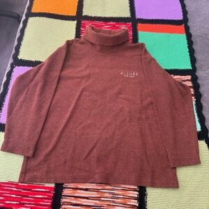 Vintage 90s Chanel Turtleneck Sweater Large Copper Brown Allure